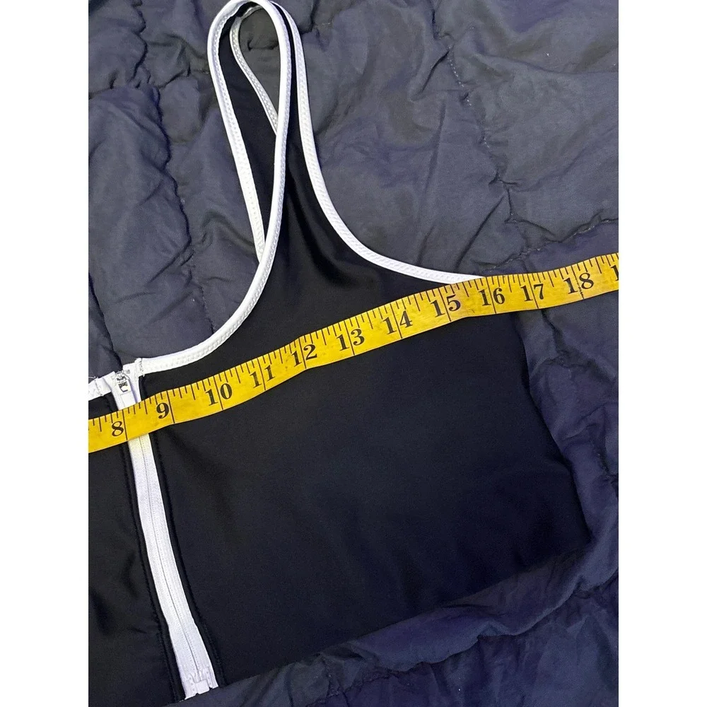 Old Navy Womens Black‎ White Trim Zip Front Bikini Swim Top, Size XL